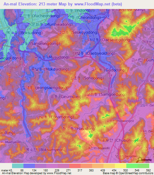An-mal,South Korea Elevation Map