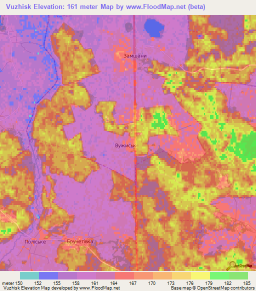 Vuzhisk,Ukraine Elevation Map