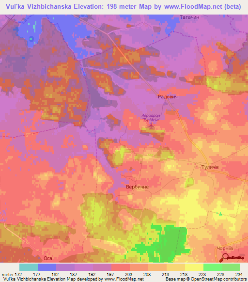 Vul'ka Vizhbichanska,Ukraine Elevation Map