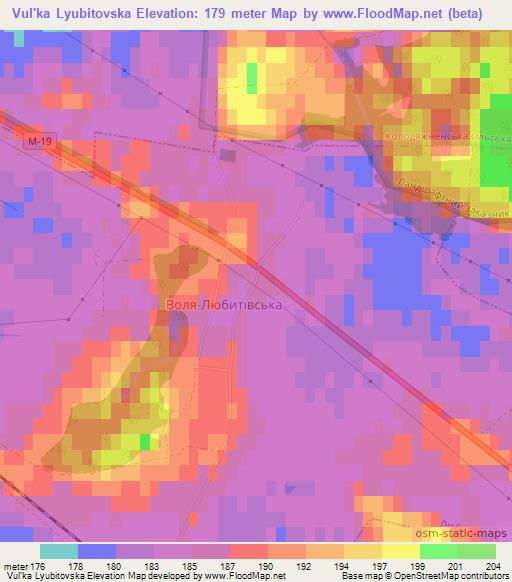 Vul'ka Lyubitovska,Ukraine Elevation Map