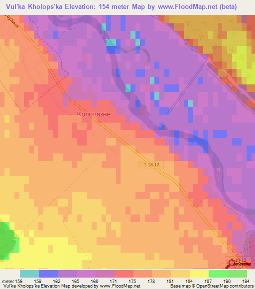 Vul'ka Kholops'ka,Ukraine Elevation Map