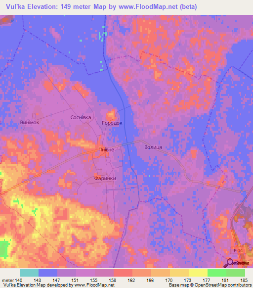 Vul'ka,Ukraine Elevation Map