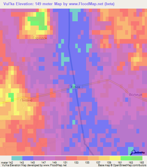 Vul'ka,Ukraine Elevation Map