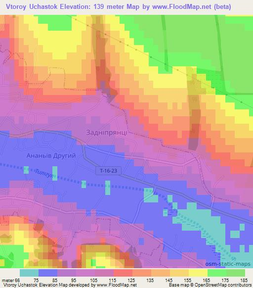 Vtoroy Uchastok,Ukraine Elevation Map