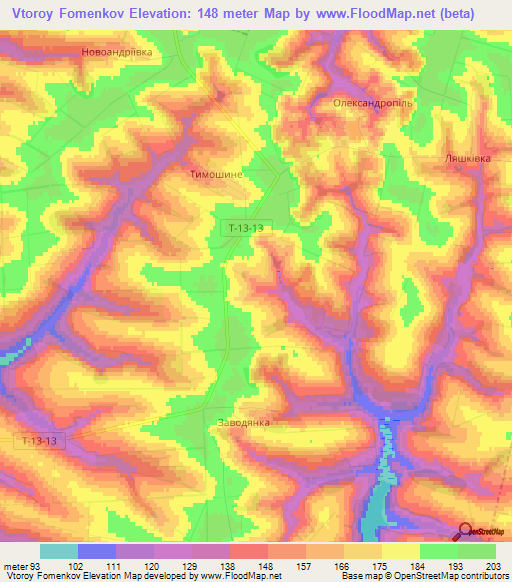 Vtoroy Fomenkov,Ukraine Elevation Map