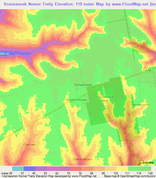 Voznesensk Nomer Tretiy,Ukraine Elevation Map