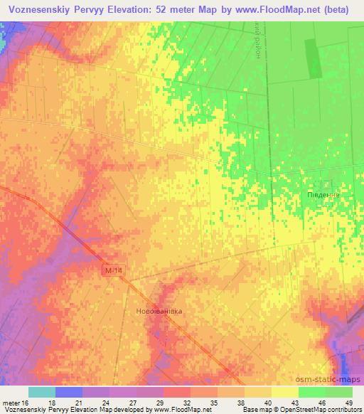 Voznesenskiy Pervyy,Ukraine Elevation Map