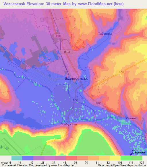 Voznesensk,Ukraine Elevation Map