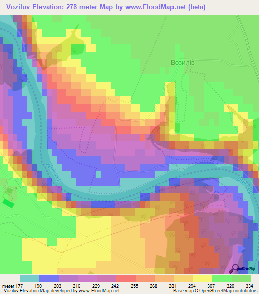 Voziluv,Ukraine Elevation Map