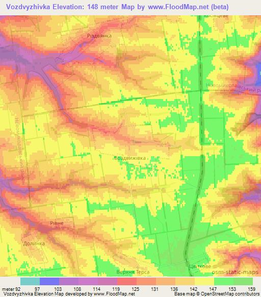 Vozdvyzhivka,Ukraine Elevation Map