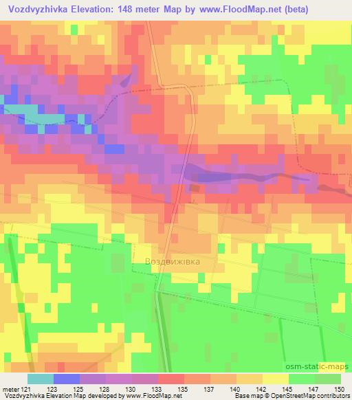 Vozdvyzhivka,Ukraine Elevation Map