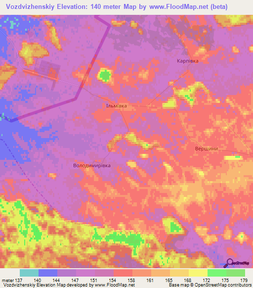 Vozdvizhenskiy,Ukraine Elevation Map