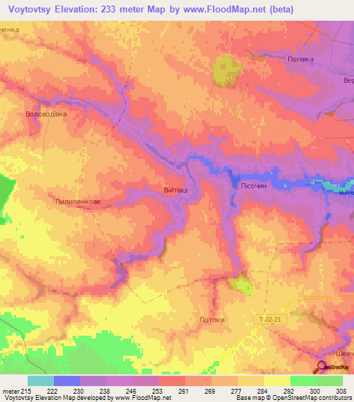 Voytovtsy,Ukraine Elevation Map