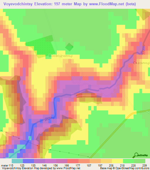 Voyevodchintsy,Ukraine Elevation Map