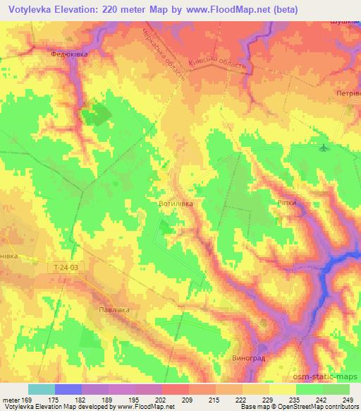 Votylevka,Ukraine Elevation Map