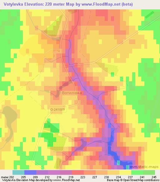 Votylevka,Ukraine Elevation Map