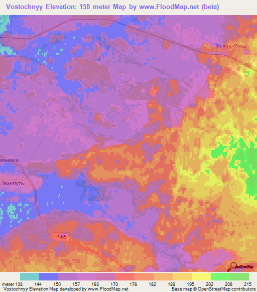 Vostochnyy,Ukraine Elevation Map