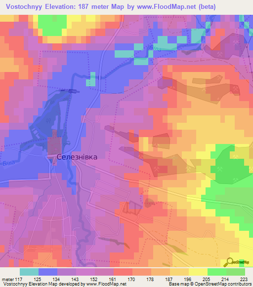 Vostochnyy,Ukraine Elevation Map