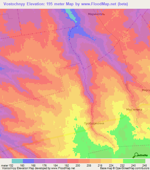 Vostochnyy,Ukraine Elevation Map