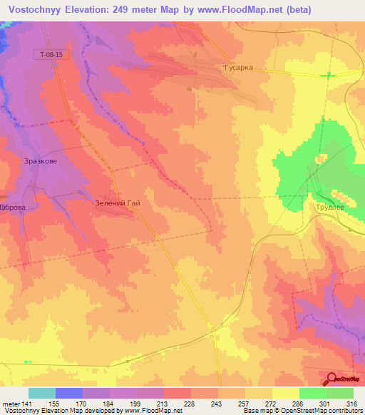 Vostochnyy,Ukraine Elevation Map