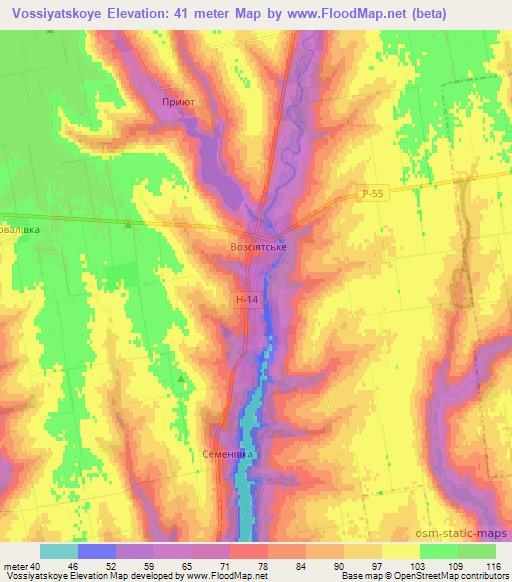 Vossiyatskoye,Ukraine Elevation Map