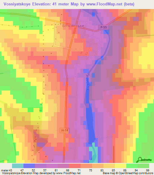 Vossiyatskoye,Ukraine Elevation Map