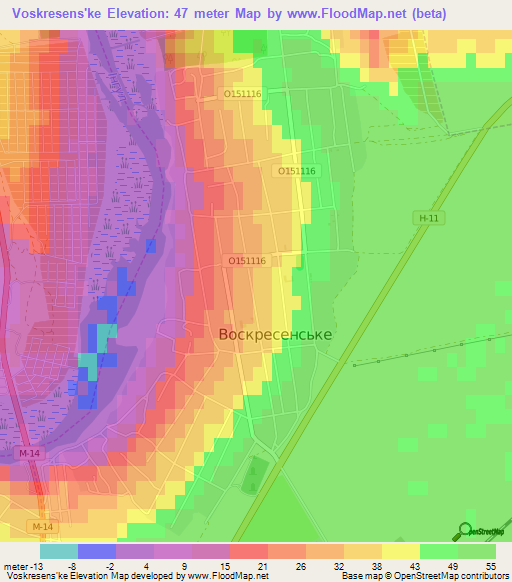 Voskresens'ke,Ukraine Elevation Map