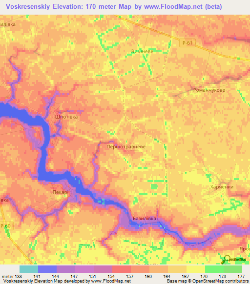 Voskresenskiy,Ukraine Elevation Map