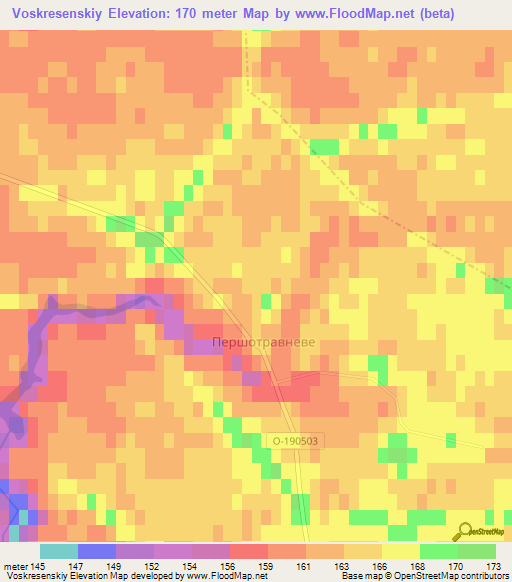 Voskresenskiy,Ukraine Elevation Map