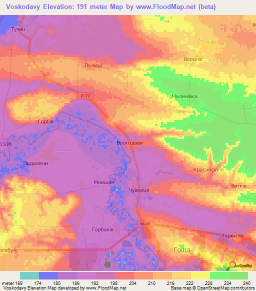 Voskodavy,Ukraine Elevation Map