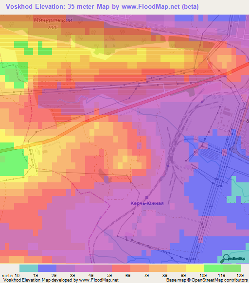 Voskhod,Ukraine Elevation Map