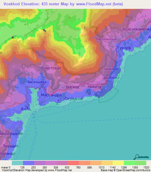 Voskhod,Ukraine Elevation Map