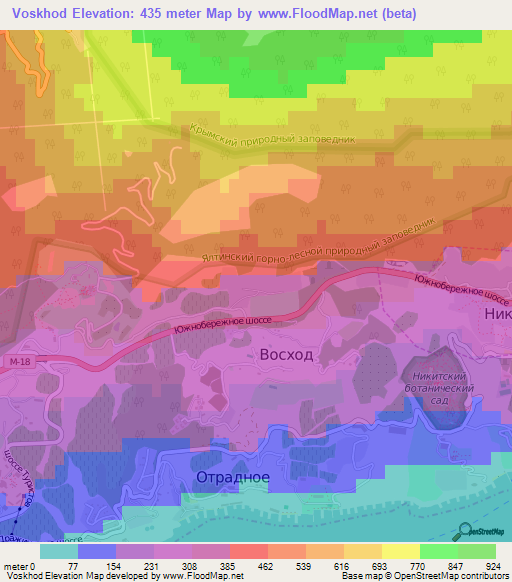 Voskhod,Ukraine Elevation Map