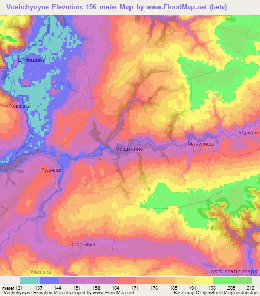 Voshchynyne,Ukraine Elevation Map