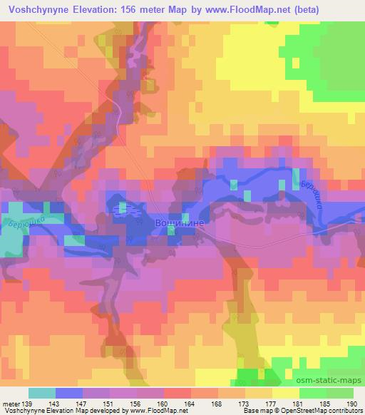 Voshchynyne,Ukraine Elevation Map