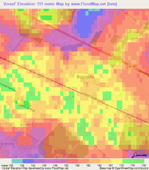 Vorzel',Ukraine Elevation Map