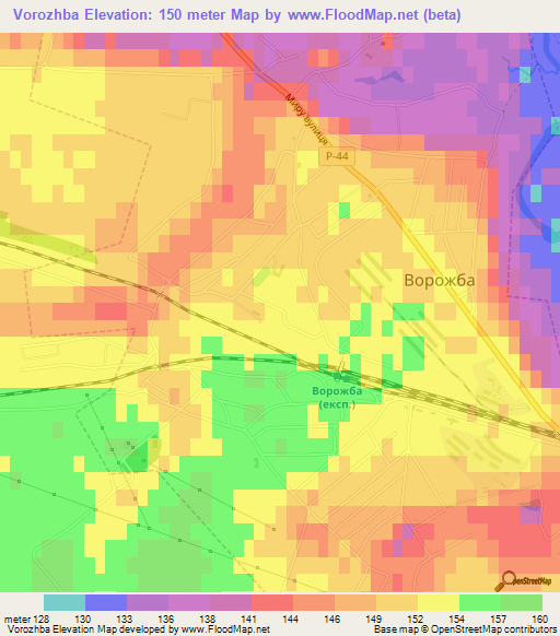 Vorozhba,Ukraine Elevation Map