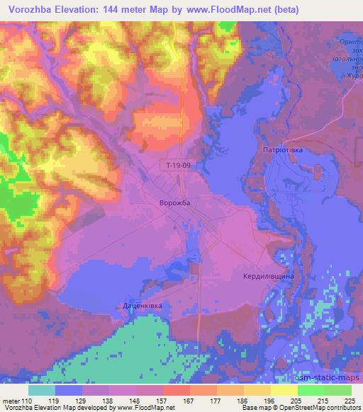 Vorozhba,Ukraine Elevation Map