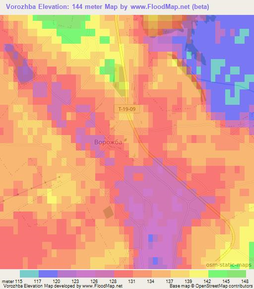 Vorozhba,Ukraine Elevation Map