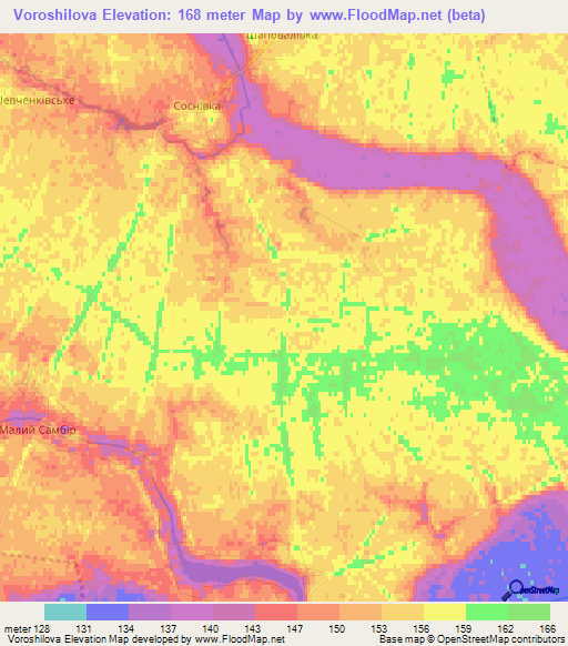 Voroshilova,Ukraine Elevation Map