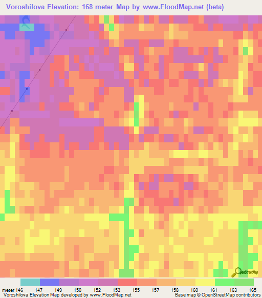 Voroshilova,Ukraine Elevation Map