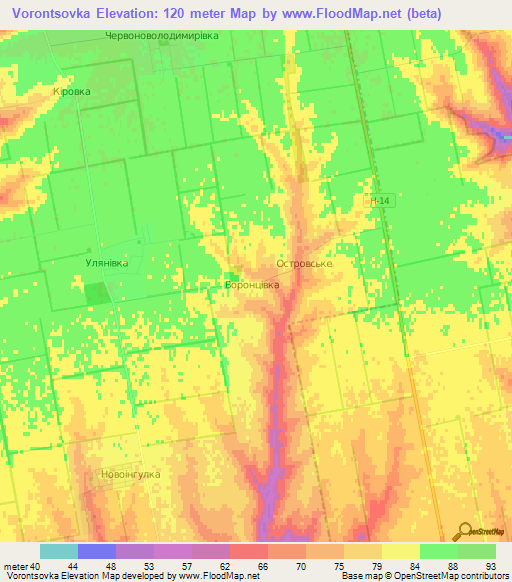 Vorontsovka,Ukraine Elevation Map