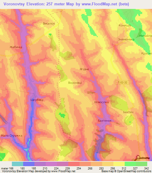 Voronovtsy,Ukraine Elevation Map