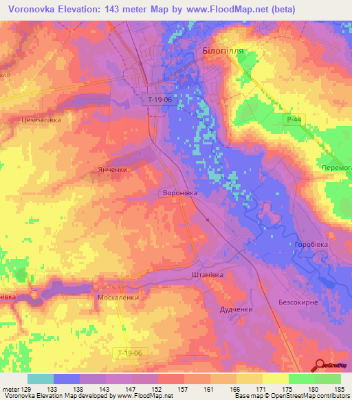 Voronovka,Ukraine Elevation Map