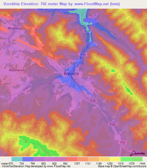 Vorokhta,Ukraine Elevation Map