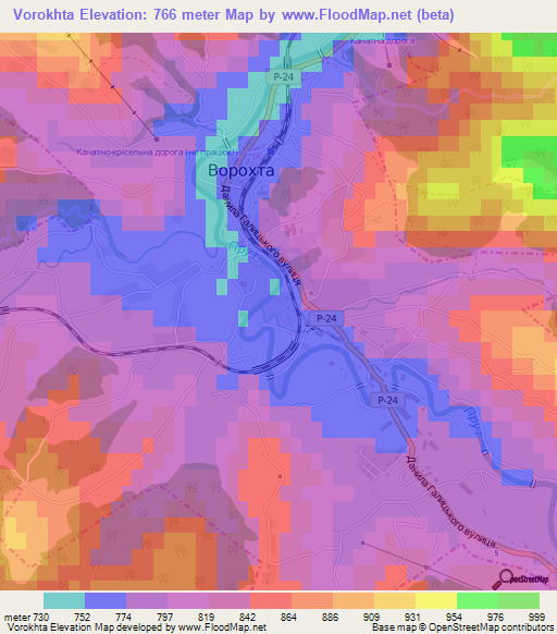 Vorokhta,Ukraine Elevation Map