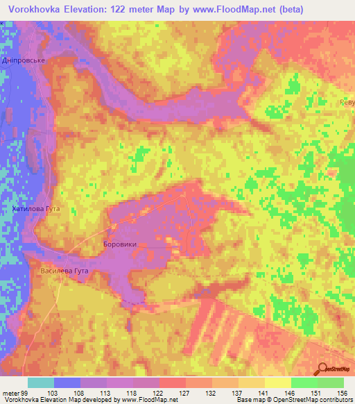Vorokhovka,Ukraine Elevation Map