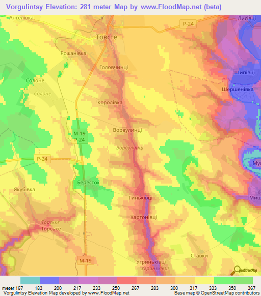 Vorgulintsy,Ukraine Elevation Map
