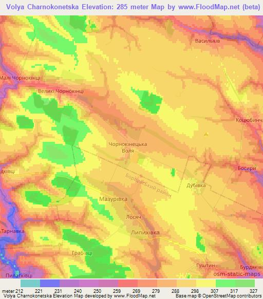 Volya Charnokonetska,Ukraine Elevation Map