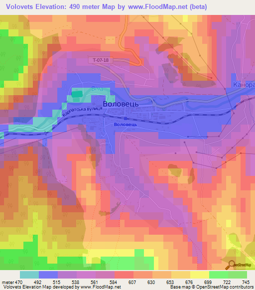 Volovets,Ukraine Elevation Map